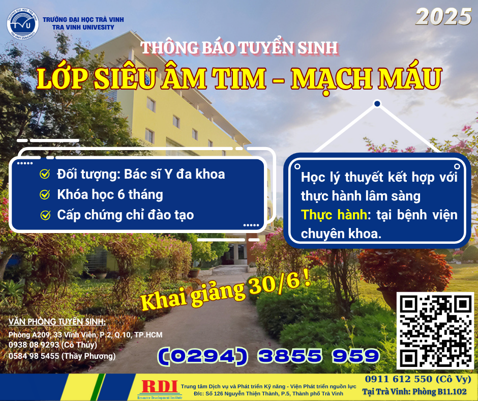 Tuyển sinh lớp Siêu âm tim - Mạch máu