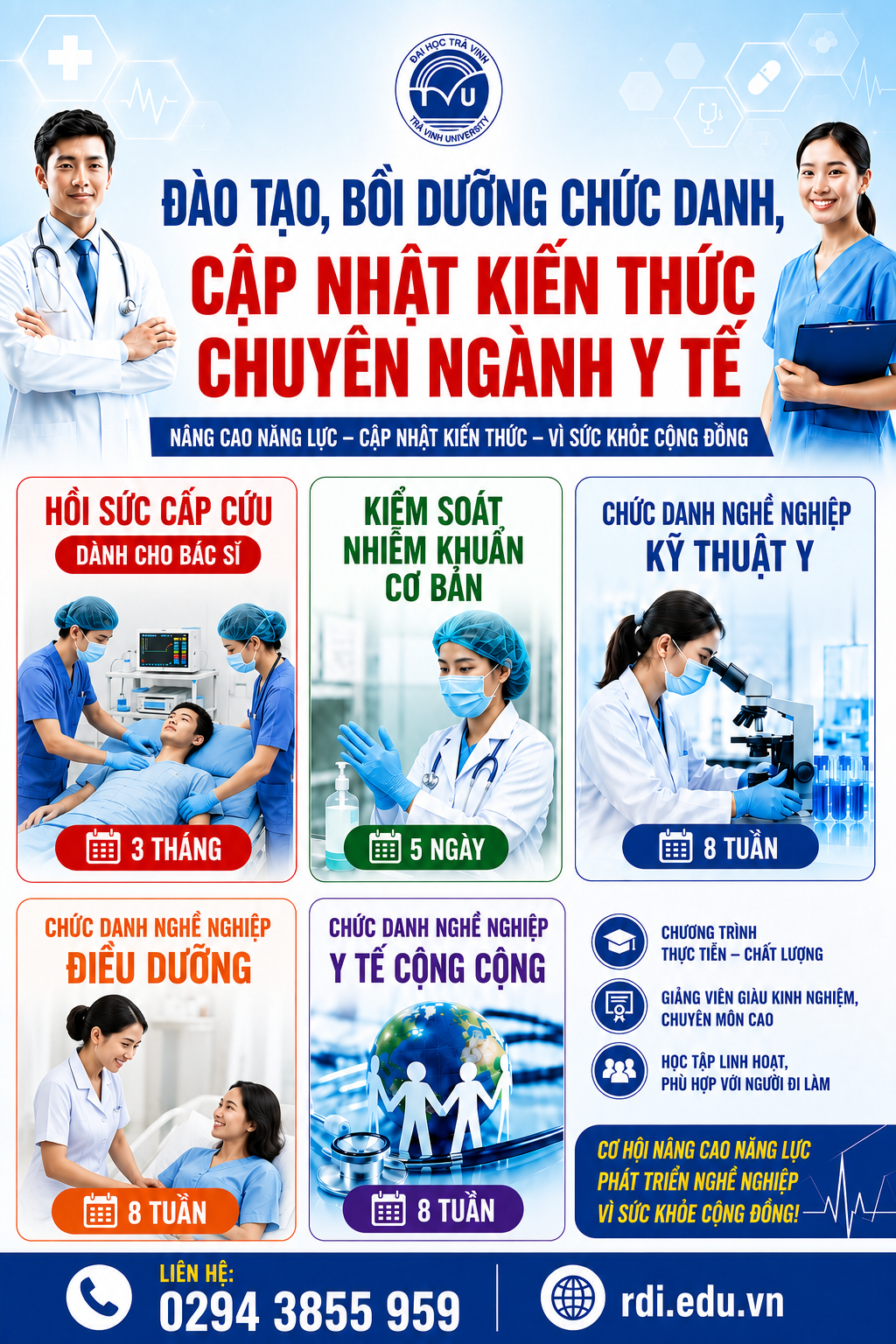 ĐH Trà Vinh - Tuyển sinh các lớp Bồi dưỡng chức danh, cập nhật kiến thức chuyên ngành y tế  (08.2026)