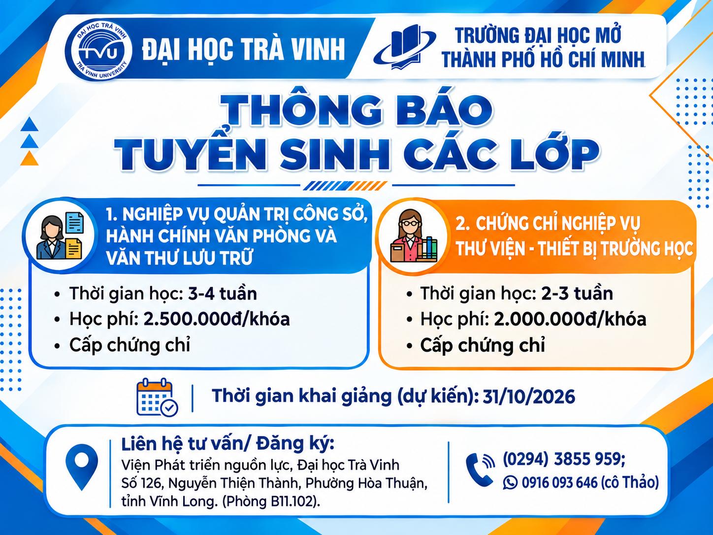 ĐH Trà Vinh phối hợp tuyển sinh với ĐH Mở TP. Hồ Chí Minh
